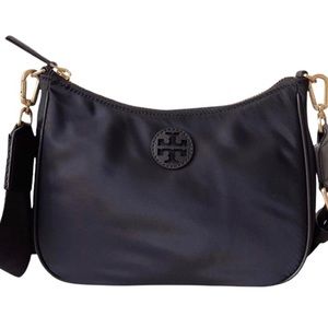 Tory Burch Black Nylon Web Mini Hobo